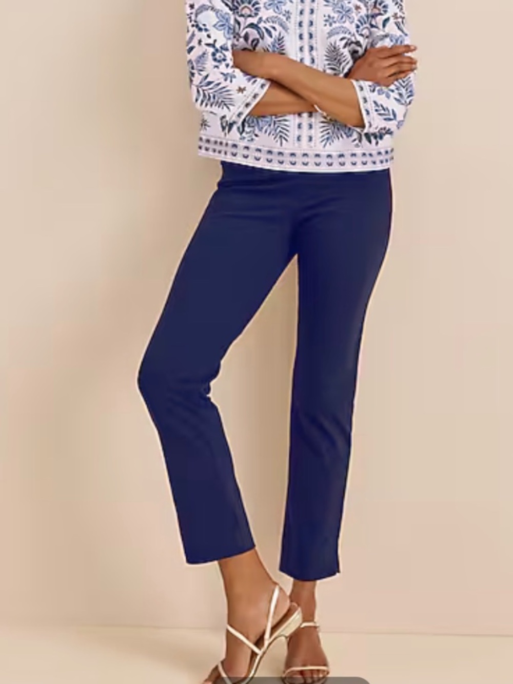 NWT J.Jill Navy Wearever Smooth-Fit Knit pants /Jeans SZ L